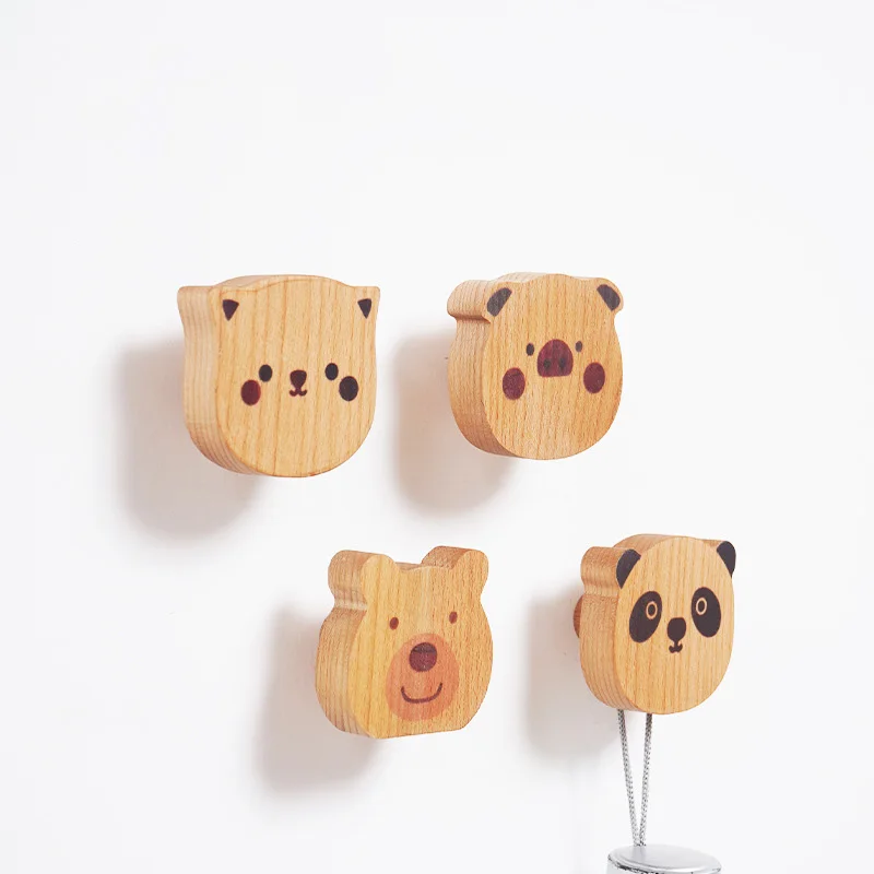 

Деревянный милый крючок для пальто в виде животного, стеллаж из массива дерева, крючок для украшения одежды, ключей, стена, гостиная, дверь, с...