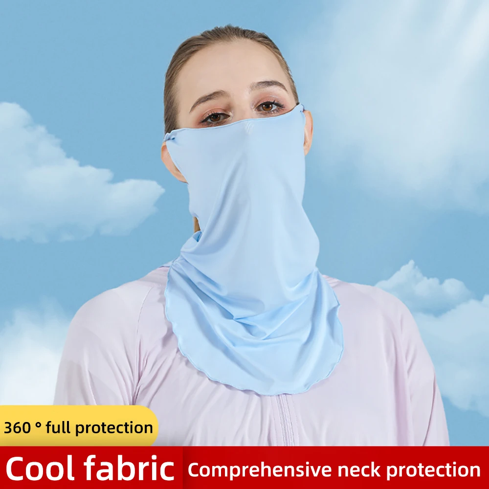 

Outdoor Riding Ice Cold Face Shield Hang Ear Design Scarf 360 ° Full Sun Protection UV Fishing Women Cycling Mountain Mask