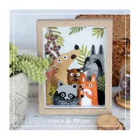 Lovely animal picture frame painting wool needlepoint kit  wool felt needle felting pendant craft needlecraft DIY gift idea