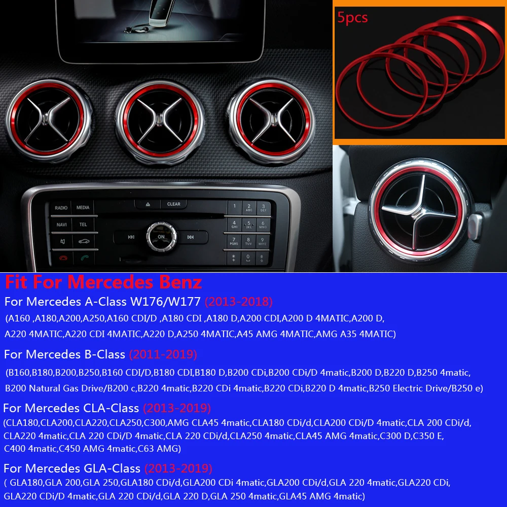 Фото 5 шт., набор колец для вентиляционных отверстий Mercedes Benz A B CLA GLA W176 W177 W246 W242 C117 X117 X156 №5