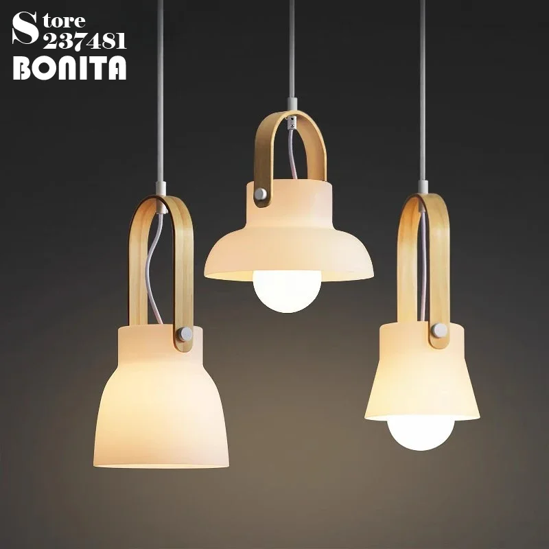 Винтажный молочно-белый стеклянный потолочный подвесной светильник с ручкой из