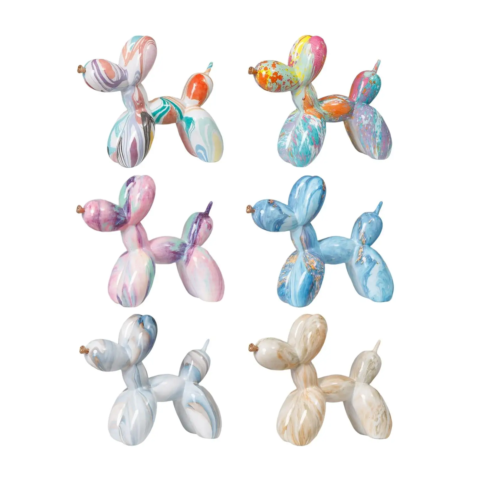 

Balloon Dog Sculpture Portable Modern Indoor Collectible Multicolor Animals Resin Crafts for Living Room Decor Graffiti Art