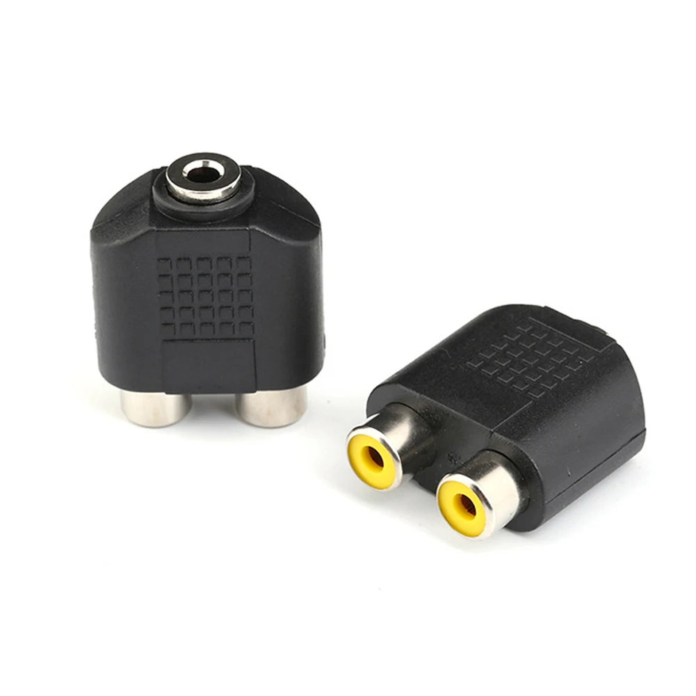 

3.5mm To 2 RCA Female Audio Cable Adapter Connector For Speaker Amplifiers Mic Microphones Mixers Audio Equipment