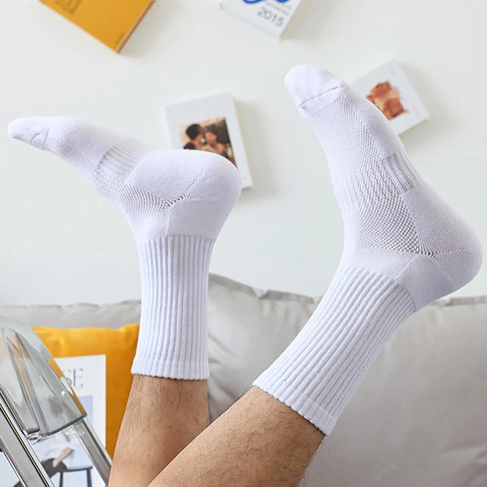 

5pairs Plain White Cycling Basketball Socks Men Ankle Cotton Casual Athletic Socks Breathable Summer Socks Thin Socks Sport H2s7