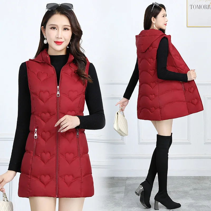 

Женский жилет средней длины из хлопка зима 2022 новинка тонкий жилет Модный Универсальный Свободный жилет для мам большого размера