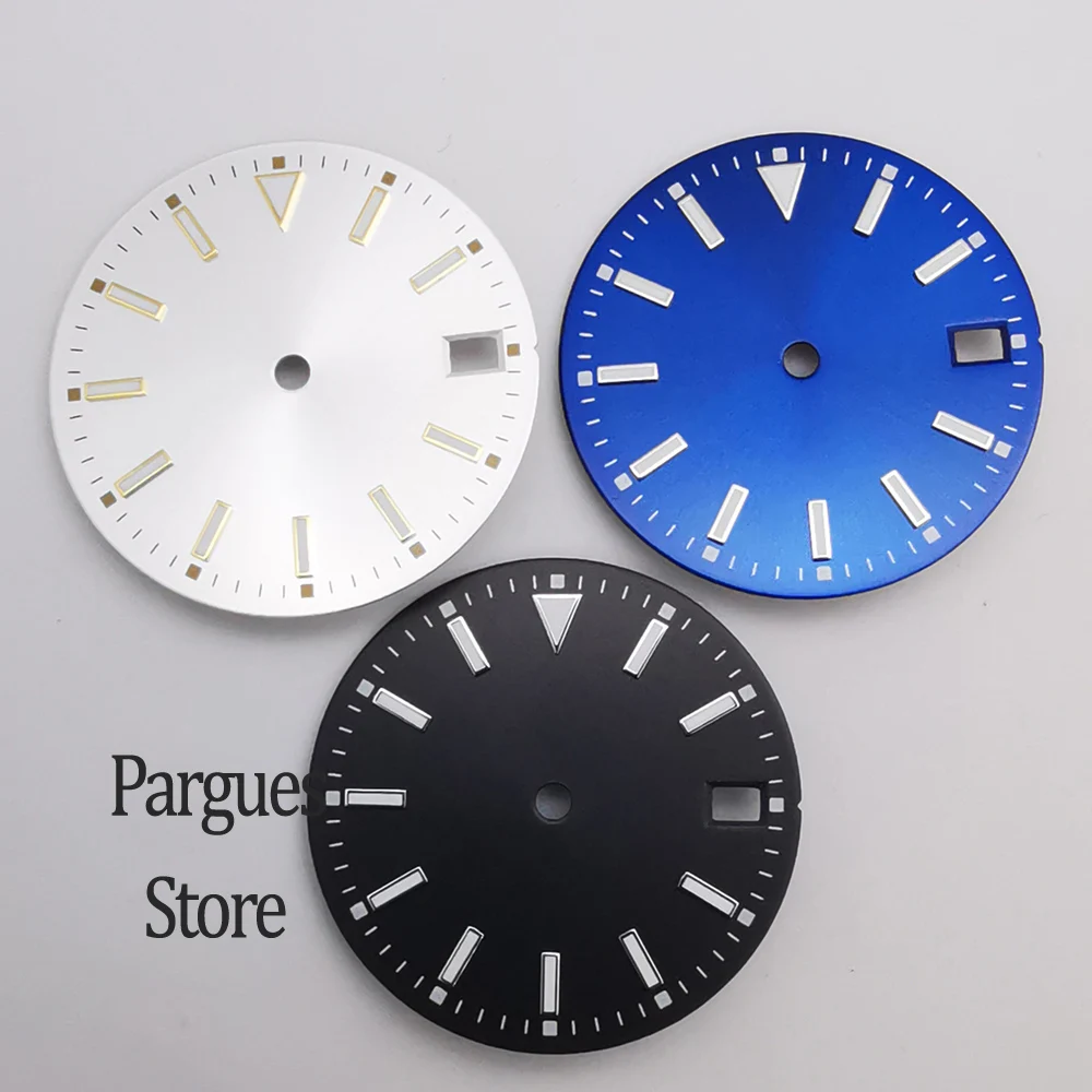 

28.5mm luminous blue black white watch dial fit NH35 movement