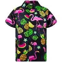 summer mens hawaiian shirts for men flamingo print beach shirts button down fashion mens clothing blouse top camisa masculina