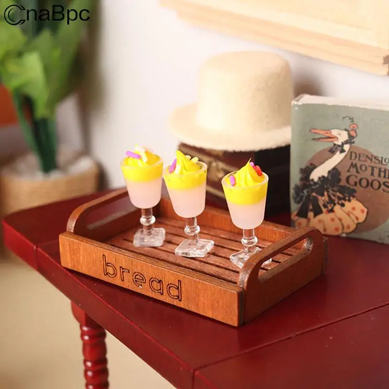 

2pcs/set Dollhouse Miniature Drink Ice Cream Cups Model Pretend Play Mini Food Doll House Accessories Fit Play House Toy