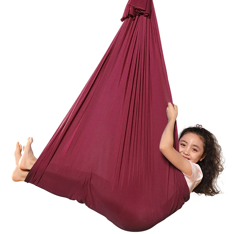 150x280cm Full set Kids Home Hanging Swing Seat Yoga Fitness Hammock Nylon Elastic Therapy Cuddle Wrap Aerial Yoga Equipment