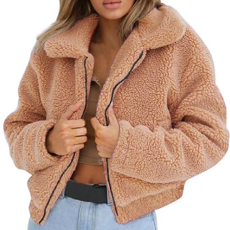Woman Elegant Short Women Faux Fur Coat 2023 New Warm Soft Casual Loose Zipper Coat Autumn and Winter Ladies Jacket