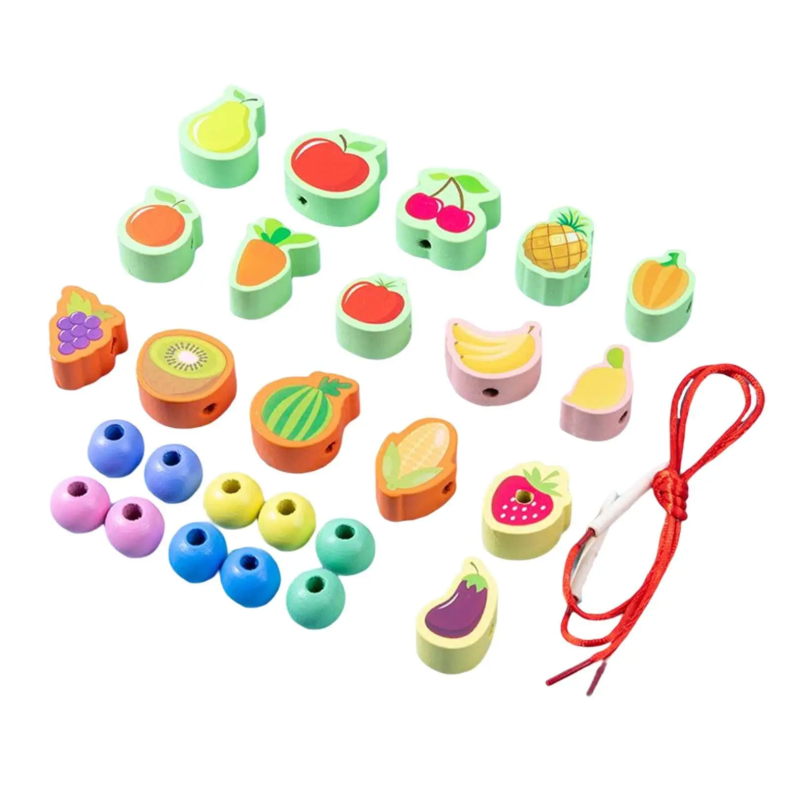 

Wooden Threading Toys Preschool Lacing Beads Set for Educational