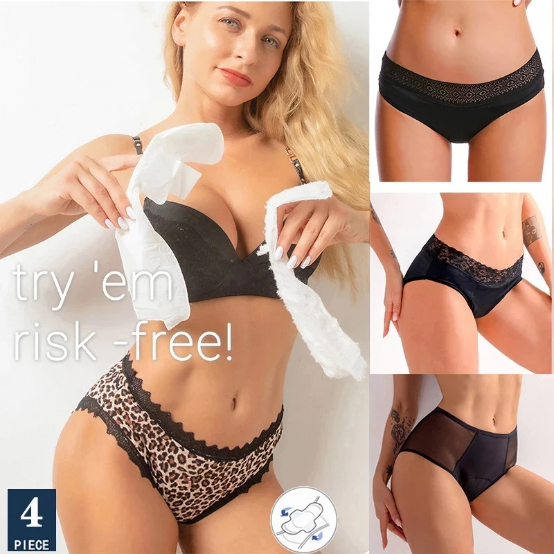 

4 шт./лот непротекающие менструальные трусики, физиологическое нижнее белье, горячие четырехслойные быстропоглощающие менструальные трусы