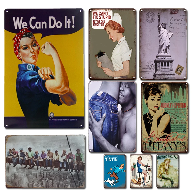 

We Can Do It Metal Plaque Tin Sign Vintage Sexy Pin-up Girl Poster Metal Plate Signs Retro Man Cave Bar Living Room Wall Decor