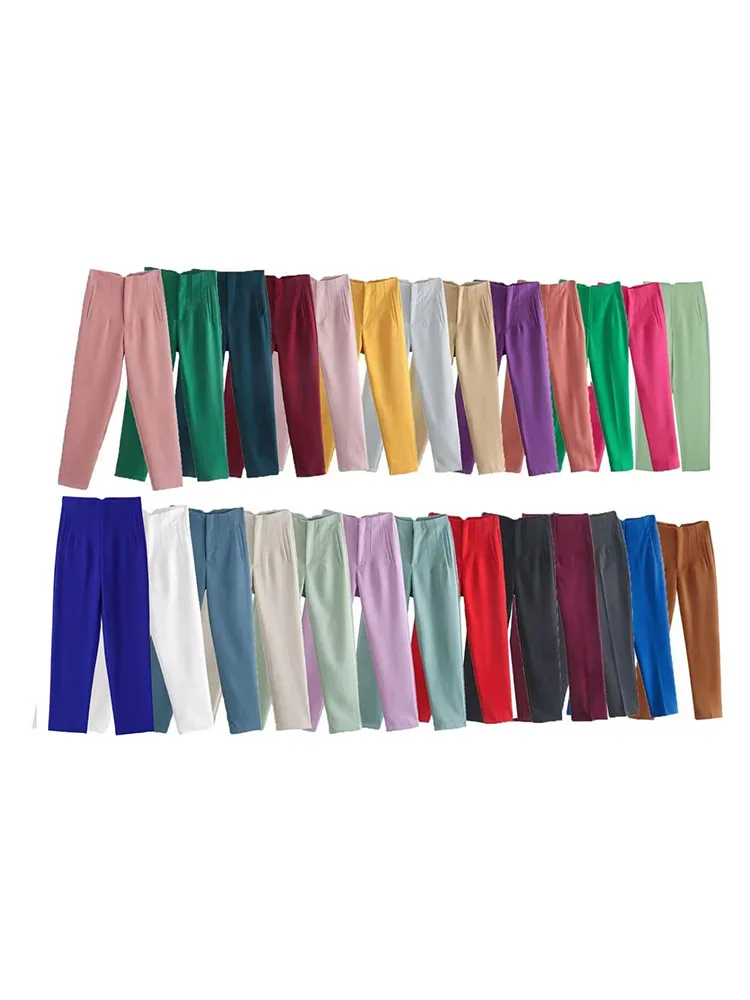 

Женские брюки с боковыми карманами BM & MD & ZA, винтажные разноцветные брюки с высокой талией, модель 7901432, 2022
