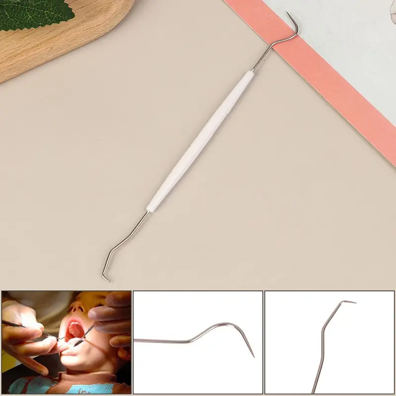 

1Pc Stainless Steel Double Ended Dental Tool Hygiene Explore Probe Hook Pick Teeth Cleaning Tools