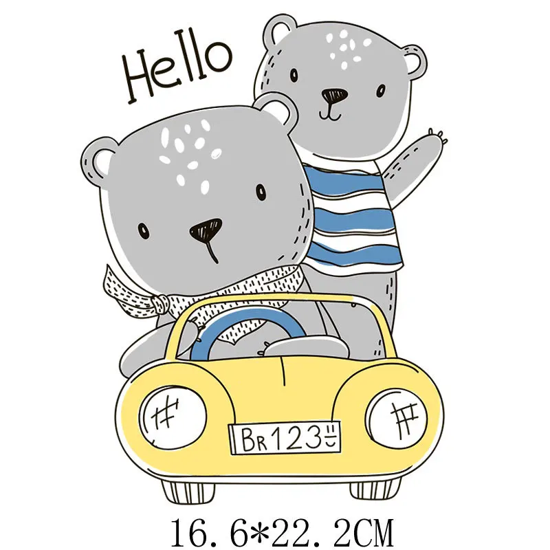

Cartoon Cute Bear Print Transfer Thermal Stickers Patches For Clothes DIY Washable T-Shirts Iron On Transfer