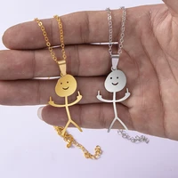 stainless steel funny doodle necklace for women men middle finger personalized hand gesture character necklace jewelry gifts