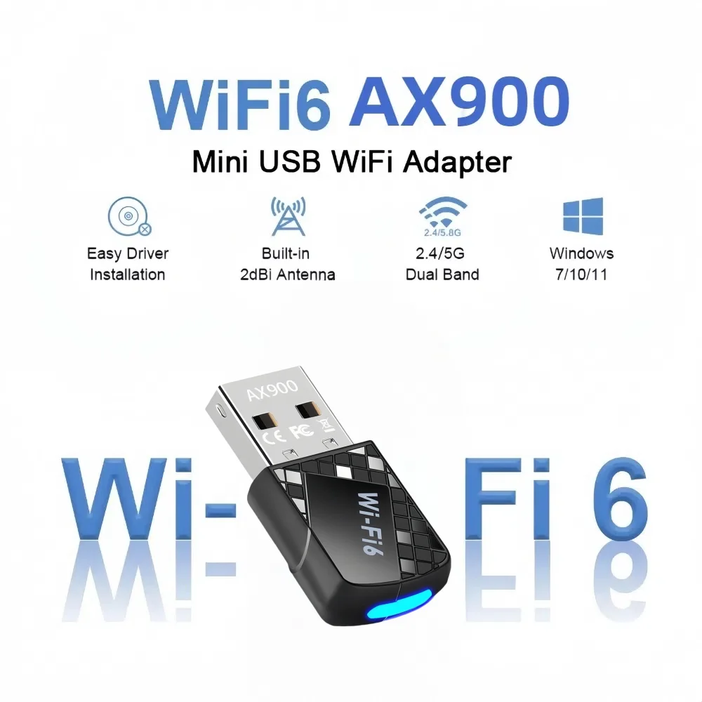 Сетевая карта Wi-Fi 6 900 Мбит/с USB AX900 Adaptador 802.11ax бесплатный драйвер 5 ГГц + 2 4