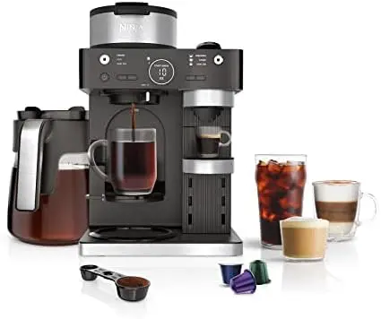 

Espresso & Coffee Barista System, Single-Serve Coffee & Nespresso Capsule Compatible, 12-Cup Carafe, Built-in Frother, E