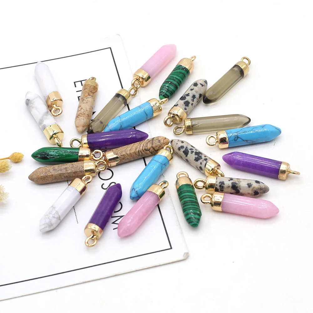 

10 шт. натуральный камень, Смоки, кварц, картина, длинный стержень, позолоченный кулон для ювелирных изделий, MakingDIY, ожерелье, серьги, аксессуары, драгоценный камень, подарок