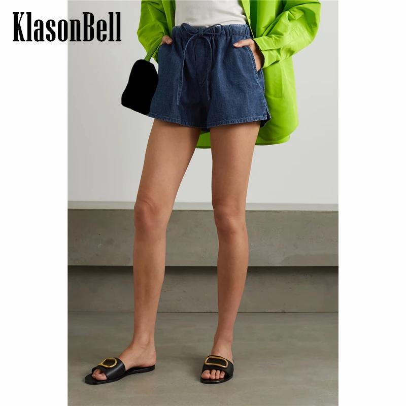 

6.24 KlasonBell Casual Comfortable Elastic Waist Drawstring Denim Shorts