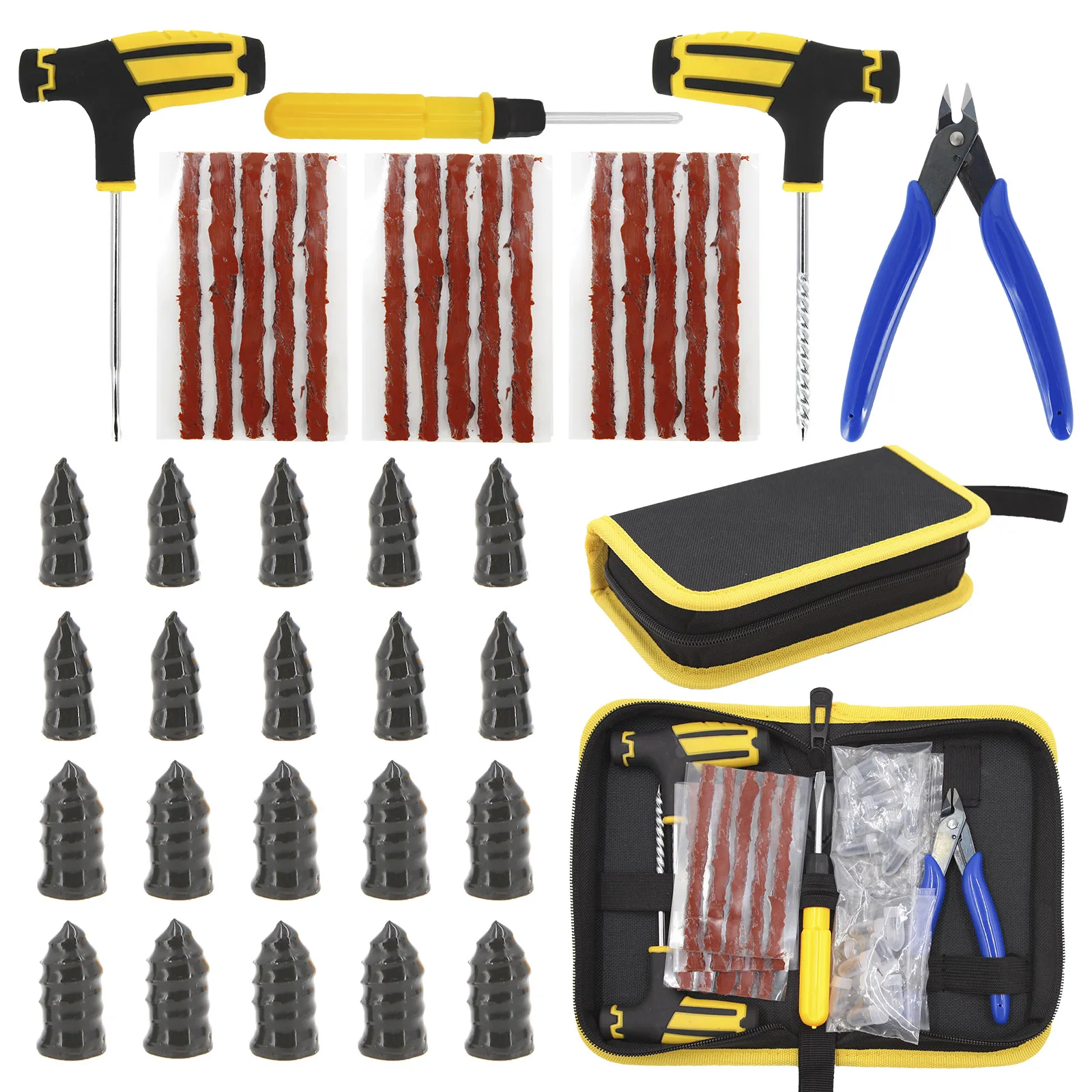 

Car Tire Repair Tool Kit Studding Set Auto Bike Puncture Plug Garage Needle Nose Pliers Vacuum Film Nail Screws for Audi Honda