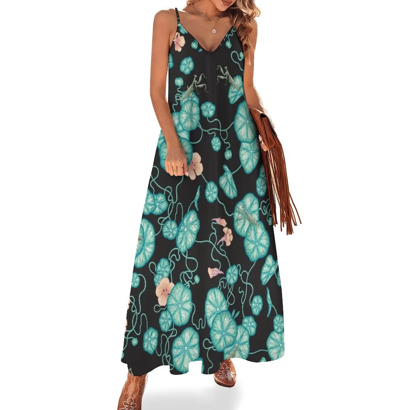 Платье Mantises and Indian cress из полиэстера