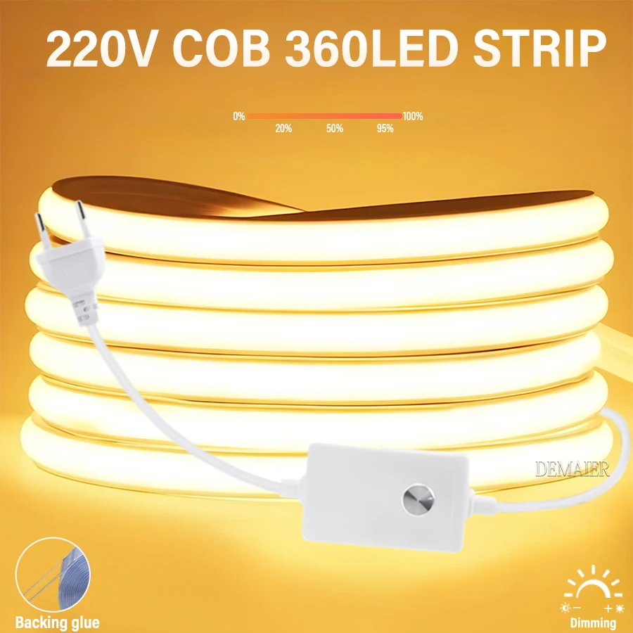 

DEMAIER COB светодиодная лента 360 светодиодов/м тёплый белый