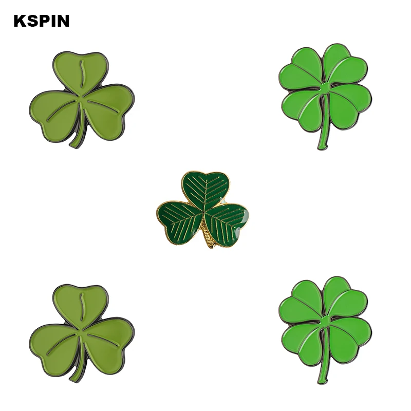 Four-leaf Clover Badges Green Leaf Badge Lapel Pin Flag badge Brooch Pins Badges