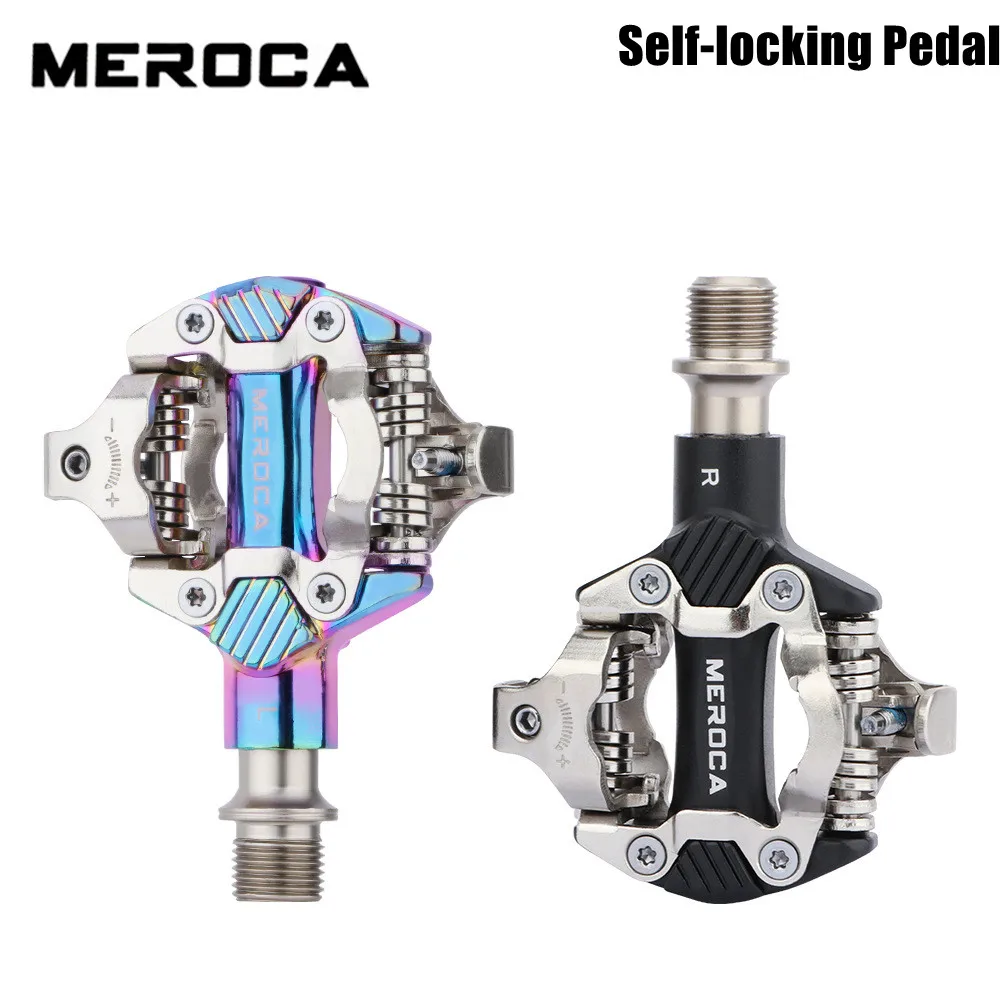 

MEROCA Mountain Bike Self-locking Pedal SPD Aluminum MTB Lock Pedal Anti-slip With Clips Doubleside Clipless PD-M520 PD-M540