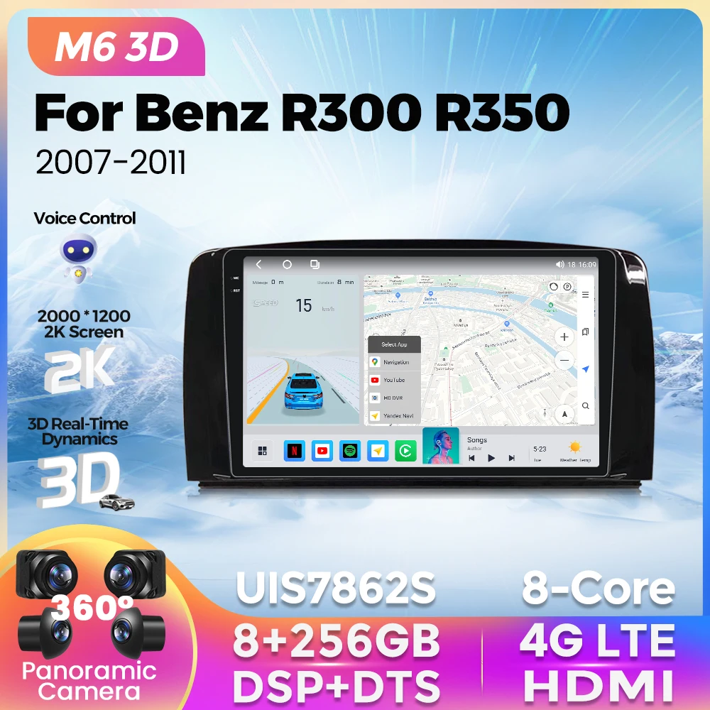 

2K QLED Android Car Intelligent System For Mercedes Benz R class 2007 - 2011 W251 R280 R300 R320 R350 R500 Wireless Carplay Auto