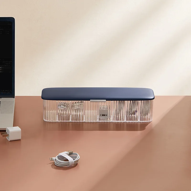 

Data Cable Storage Box Charger Cord Organizer With 8 Compartments Stationery Container Data Line Storage Case For Home Or Travel