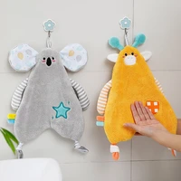 hanging kitchenbathroombedroom hand towelscute children microfiber coral fleece hand towel with convenient hanging loop