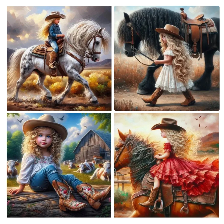 Девушки ездить лошади 5D бриллианты ювелирные изделия для вышивки крестом