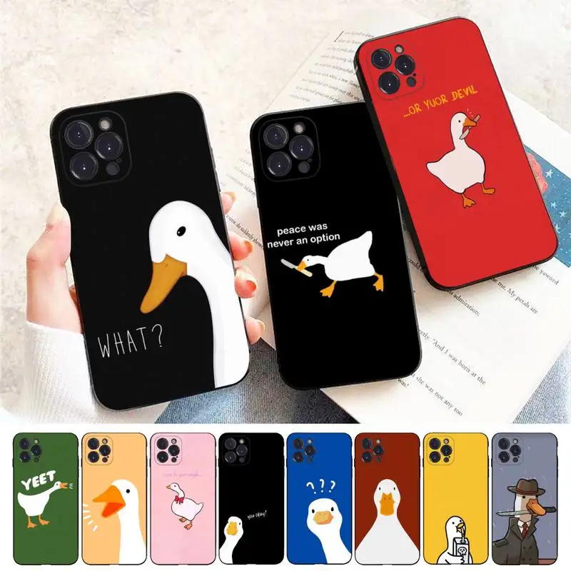 

Cartoon Cute Goose Phone Case For iPhone 11 12 13 14 Pro Max Mini X XS Max XR 6 7 8 Plus SE2 Funda Shell