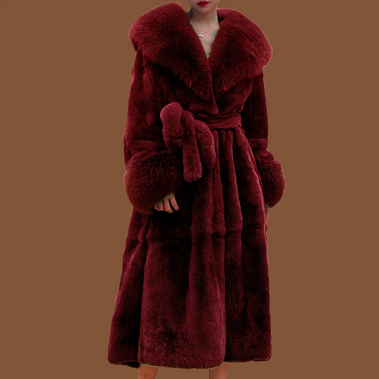 Women's Mid-length Extra-thick Loose Casual Coat with Large Fur Collar Fashion Faux Fur Coat for Autumn/Winter 2022