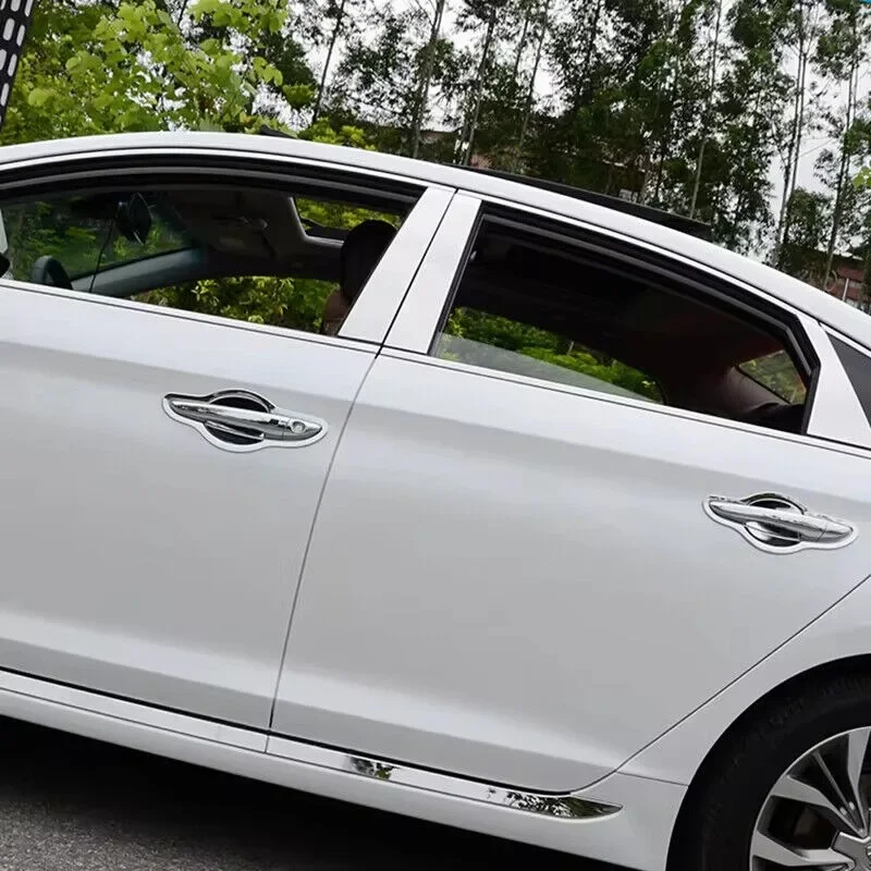 Фото Для Hyundai Sonata 2015 2016 2017 2018 2019 автомобильная наклейка хромированная серебряная внешняя дверная ручка молдинг крышка отделка декоративные аксессуары №5