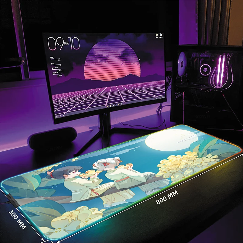 

Gaming Mousepad Cute Backlight Desk Rug RGB Gamer Mousepads Mouse Pad LED Non-Slip Rubber Mouse Mats Keyboard Mat