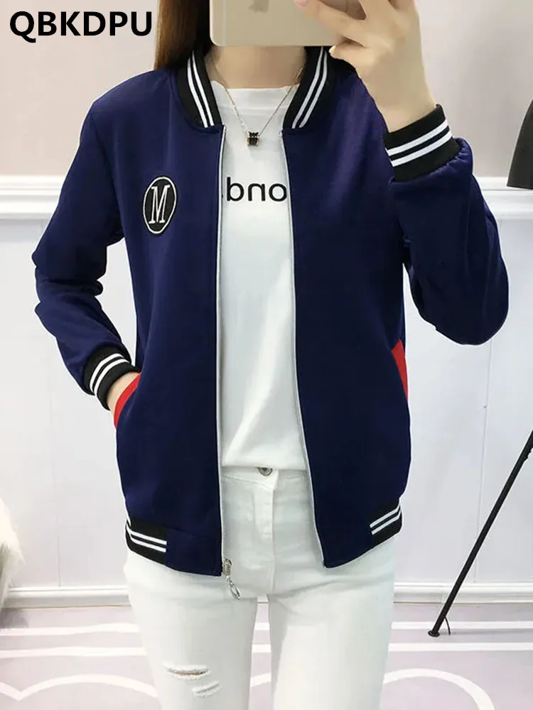 

Повседневные бейсбольные куртки большого размера, модные корейские куртки большого размера 6xl, весеннее Женское пальто без подкладки, винтажное студенческое пальто