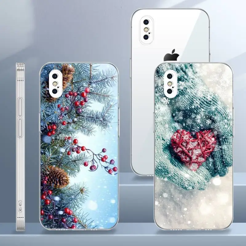 

Merry christmas winter snowlake tree new year gifts Phone Case Transparent soft For iphone 11 13 12 14 x xs xr pro max mini plus