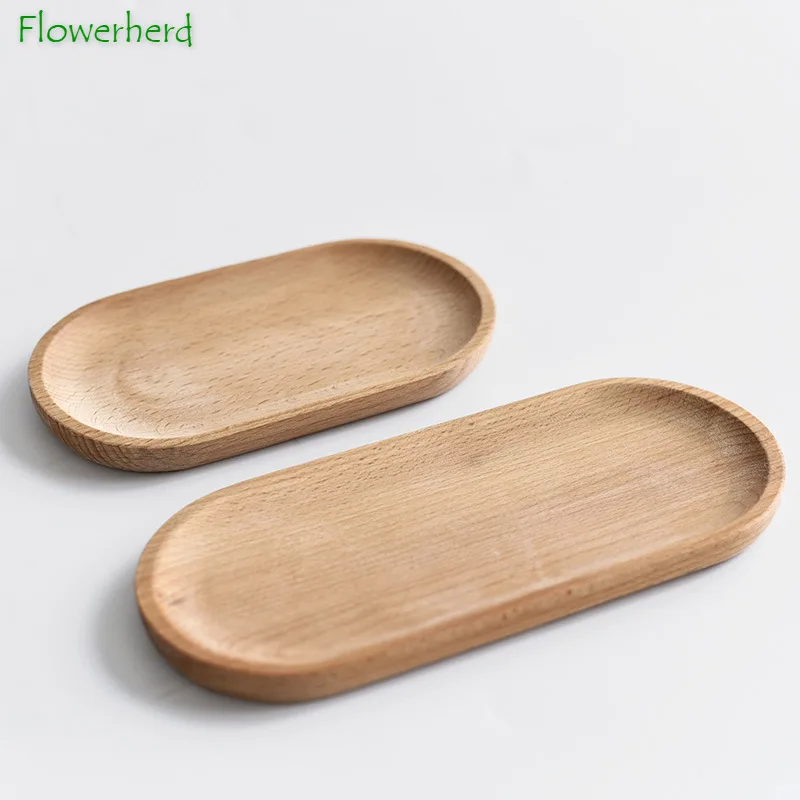 

Wooden Plate Beech Oval Cutlery Plate Tray Fruit Snack Meal Dish Mini Solid Wood Small Plate Children Whole Wood Wooden Plates