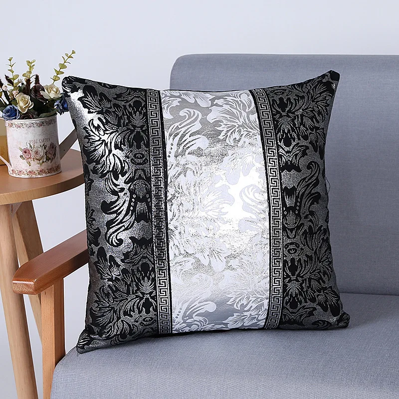 

Luxury Vintage Pillow Covers Black and Silver Decorative Cushion Cover Floral Pillow Case for Car Sofa Decor Pillowcase Home 1pc