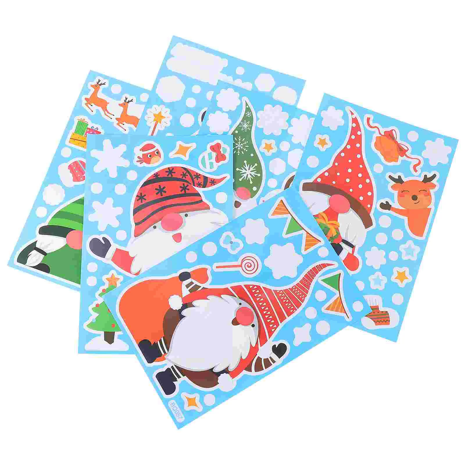 

6 Sheets Window Snowflake Sticker Snowman Sticker Cartoon Elk Sticker Santa Pattern Sticker for Window Home