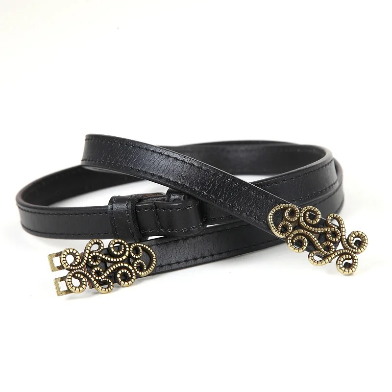 

Fashion All-match Genuine Leather Belt For Women Retro Alloy No Punching Adjustment Belts New Jeans Dress Women's Thin Waistband