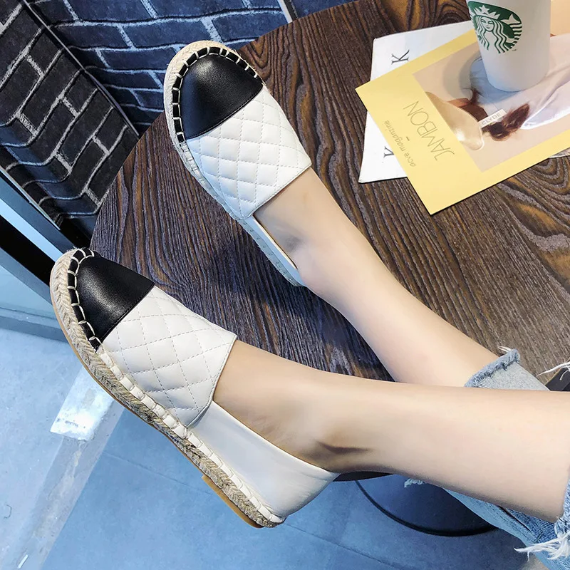 

Flat Women Shoes Spring Autumn New Woven Beef Tendon Bottom Shallow Mouth Ladies Single Shoes Lazy Fisherman Shoes Sneakers 43