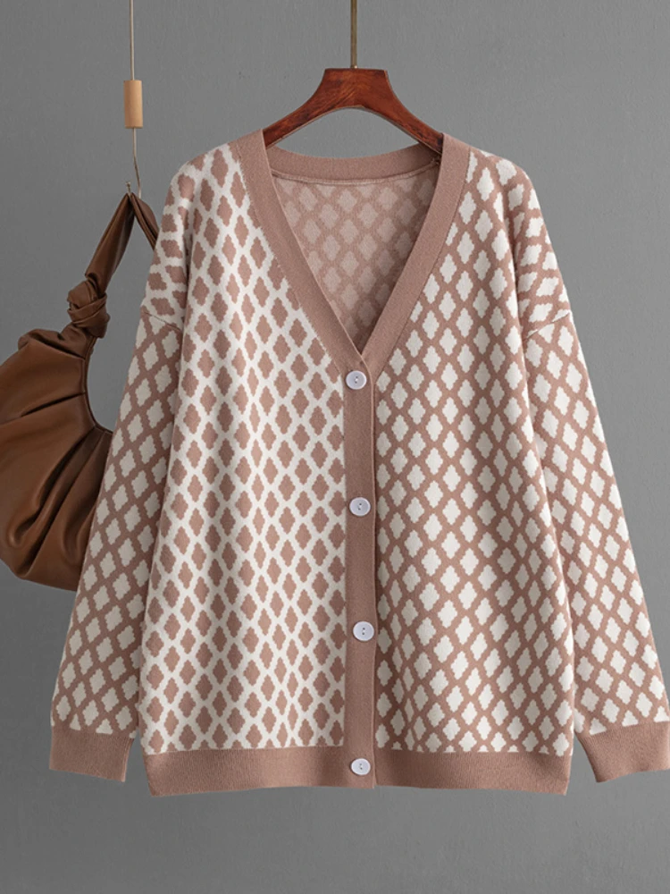 Осень-зима 2024 новый кардиган свитер верхняя одежда модный свободный жаккардовый