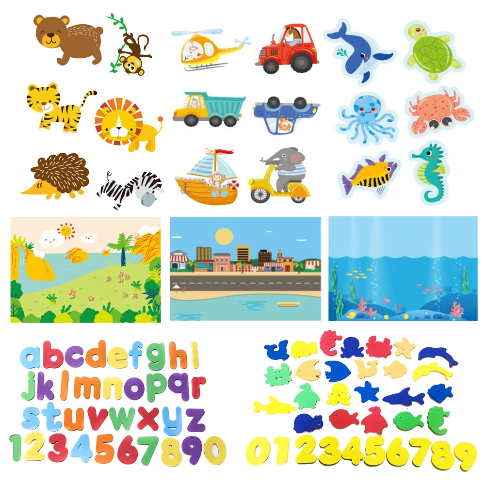 Summer Baby Bath Toys Alphanumeric Letter Animal Puzzle Soft EVA Kids Baby Bathroom Water Toys Baby Toys for 0 12 Months 1 Years