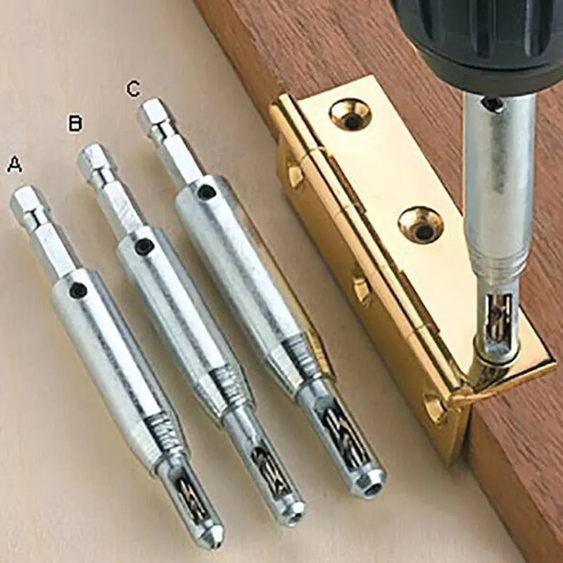

Self Centering Drill Set for Door Window Hinges Hexagonal Shank Positioning Hole Puncher Hinge Tapper Woodworking Power Tools