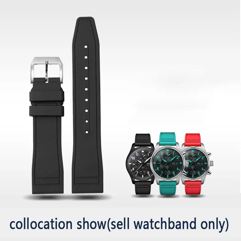 Фото Фторкаучуковый ремешок для часов FKM для часов I-WC Big Pilot Portofino TOP GUN Portugieser 20 мм 21 мм 22 мм резиновые ремешки бесплатная доставка №5