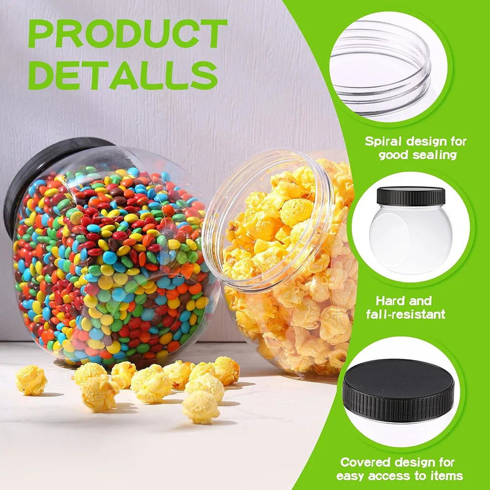 Пластиковые банки для конфет с крышками боковая банка печенья объемная кухонная